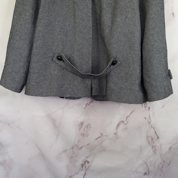 Talbots Blazer 12 Large Tweed Black White One Button Cuffed Cotton Crop Pleated - Picture 7 of 13